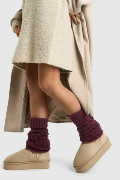 Hats & Gloves|Hats & Gloves*boohoo Cable Knit Leg Warmers mahogany