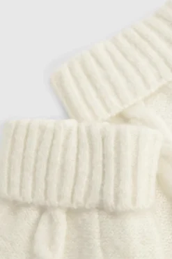 Hats & Gloves|Hats & Gloves*boohoo Cable Knit Mitten Gloves ivory