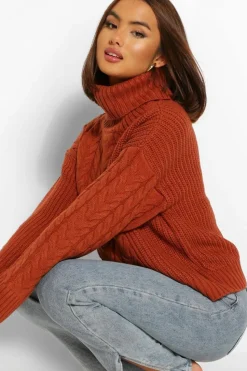 Jumpers|Jumpers & Cardigans*boohoo Cable Knitted Jumper rust