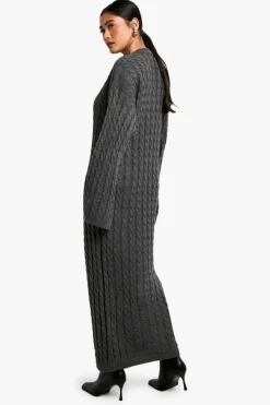 Jumper Dresses|Jumper Dresses*boohoo Cable Oversized Knitted Dress grey
