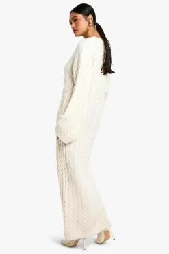 Jumper Dresses|Jumper Dresses*boohoo Cable Oversized Knitted Jumper Dress cream