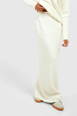 Knitted Co-Ords|Skirts*boohoo Cable Roll Neck Jumper And Maxi Skirt Knitted Co-ord cream