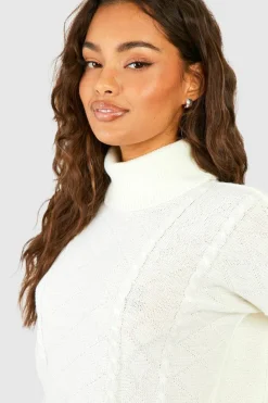 Knitted Co-Ords|Bottoms*boohoo Cable Roll Neck Jumper And Maxi Skirt Knitted Co-ord cream