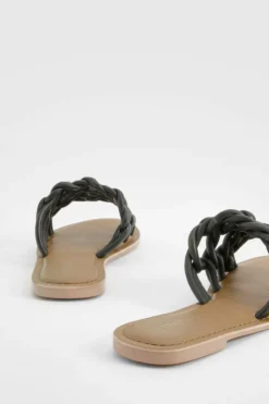 Sandals*boohoo Caged Leather Mule Sandals black