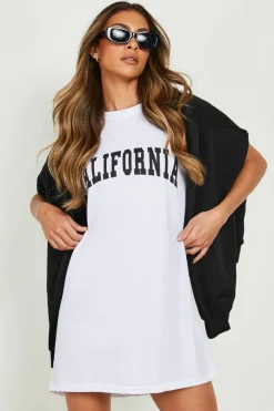 T-Shirt Dresses|Shirt Dresses*boohoo California T-shirt Dress white