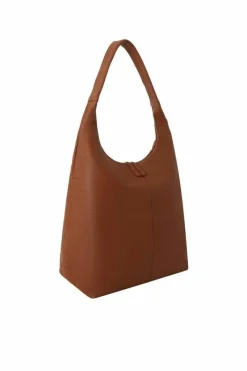 Handbags*Sostter Camel Large Zip Top Leather Hobo Bag | BXABD Black