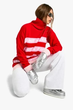 Up To 80% Off Winter Warmers|Jumpers*boohoo Candy Cane Roll Neck Christmas Jumper red