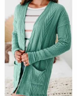 Cardigans*Azura Exchange Canton Solid Textured Open Front Cardigan with Pocket Multi