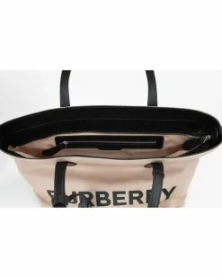 Tote Bags*Burberry Canvas Tote Bag Leather Trim Rose