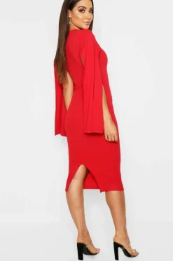 Midi Dresses*boohoo Cape Sleeve Bodycon Midi Dress Select