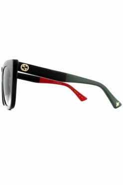 Sunglasses*Gucci Cat Eye with Red and Green Brown Gradient Sunglasses GG0163SN Black