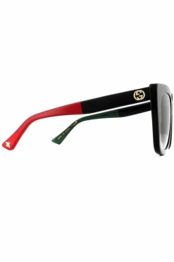 Sunglasses*Gucci Cat Eye with Red and Green Brown Gradient Sunglasses GG0163SN Black