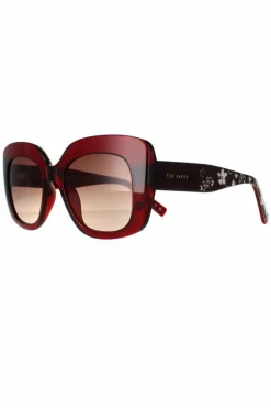 Sunglasses*Ted Baker Cat Eye Crystal Dark Brown Gradient TB1675 Hattie Red