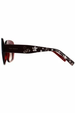 Sunglasses*Ted Baker Cat Eye Crystal Dark Brown Gradient TB1675 Hattie Red