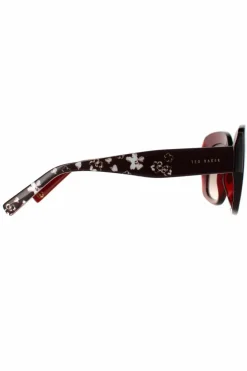 Sunglasses*Ted Baker Cat Eye Crystal Dark Brown Gradient TB1675 Hattie Red