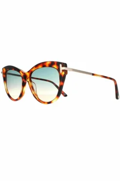 Sunglasses*Tom Ford Cat Eye Havana Green Gradient Kira FT0821 Brown