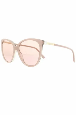Sunglasses*Jimmy Choo Cat Eye Nude Glitter Gold Mirror Sunglasses Pink