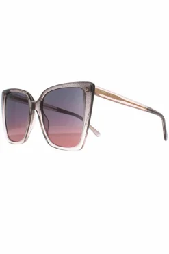 Sunglasses*Jimmy Choo Cat Eye Nude Glitter Grey Fuchsia LESSIE/S Pink