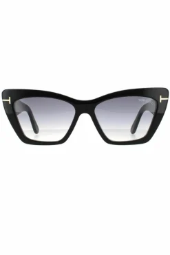 Sunglasses*Tom Ford Cat Eye Shiny Grey Smoke Gradient Black