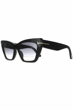 Sunglasses*Tom Ford Cat Eye Shiny Grey Smoke Gradient Black