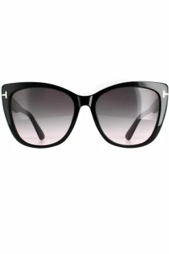 Sunglasses*Tom Ford Cat Eye Shiny Smoke Gradient FT0937 Nora Sunglasses Black