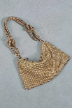 Handbags*MissPap Chainmail Knot Detail Shoulder Bag gold