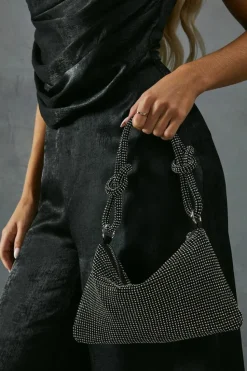 Handbags*MissPap Chainmail Knot Detail Shoulder Bag black