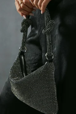 Handbags*MissPap Chainmail Knot Detail Shoulder Bag black