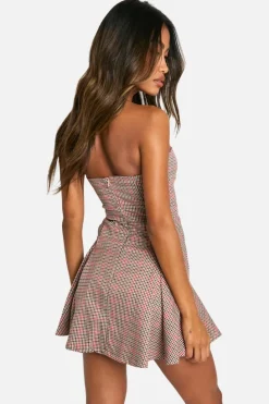 Skater Dresses|Suits & Tailoring*boohoo Check Bandeau Tailored Mini Dress multi