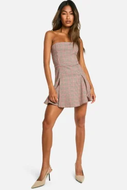 Skater Dresses|Suits & Tailoring*boohoo Check Bandeau Tailored Mini Dress multi