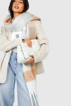 Hats & Gloves|Hats & Gloves*boohoo Check Fringe Scarf tan
