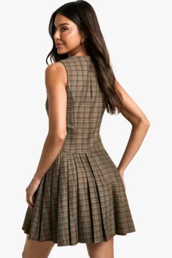 Skater Dresses|Suits & Tailoring*boohoo Check Pleated Tailored Dress multi