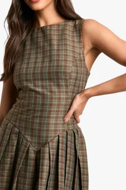 Skater Dresses|Suits & Tailoring*boohoo Check Pleated Tailored Dress multi
