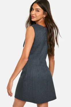 Mini Dresses|Suits & Tailoring*boohoo Check Tailored Mini Dress navy