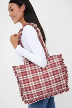 Tote Bags*My Accessories London Check Tote with Ruching Detail Red