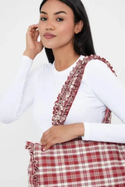 Tote Bags*My Accessories London Check Tote with Ruching Detail Red