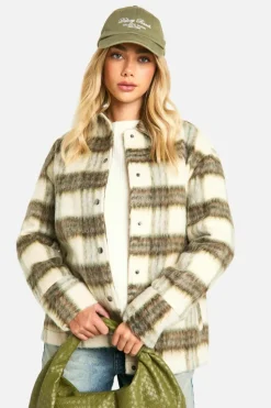 Up To 80% Off Winter Warmers|Coats & Jackets*boohoo Check Wool Look Shacket grey