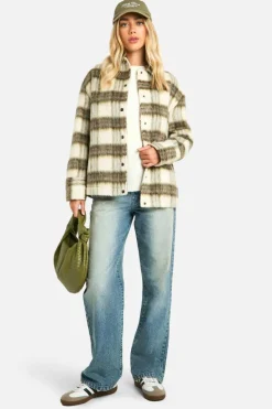 Up To 80% Off Winter Warmers|Coats & Jackets*boohoo Check Wool Look Shacket grey