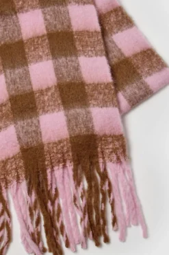 Hats & Gloves|Hats & Gloves*boohoo Checked Super Soft Tassel Scarf chocolate