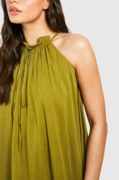 Smock Dresses*boohoo Cheesecloth Mini Smock Dress green