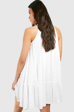 Smock Dresses*boohoo Cheesecloth Mini Smock Dress white