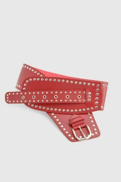Belts*boohoo Red Studded Sash Belt cherry