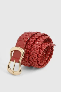 Belts*boohoo Red Woven Belt cherry