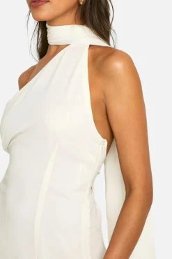 Skater Dresses*boohoo Chiffon Assymteric Godet Seam Mini Dress cream
