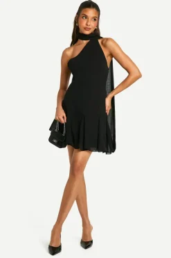 Skater Dresses|Mini Dresses*boohoo Chiffon Assymteric Godet Seam Mini Dress black
