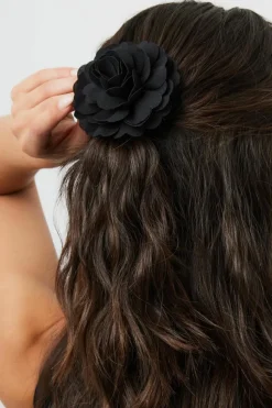 Hair Accessories*My Accessories London Chiffon Flower Hair Clip Black