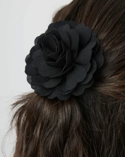 Hair Accessories*My Accessories London Chiffon Flower Hair Clip Black