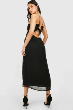 Maxi Dresses*boohoo Chiffon Ruffle Maxi Dress black