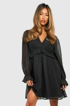 Smock Dresses*boohoo Chiffon Smock Dress black