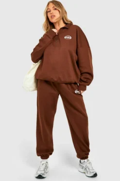 Sweatshirts|Hoodies & Sweatshirts*boohoo Plus Dsgn Oversized Half Zip Sweatshirt chocolate